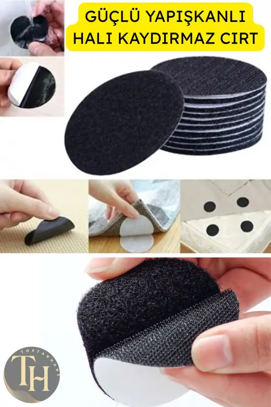 10 Pack Non-Slip Rug Mat Bedspread Gripper Velcro Set Adhesive Rug Anti-Slip - 2