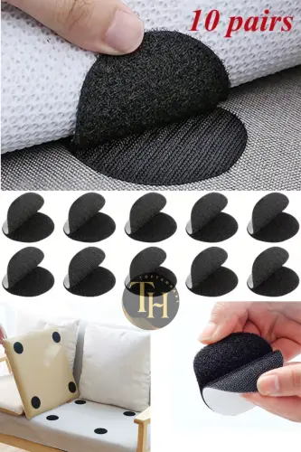 10 Pack Non-Slip Rug Mat Bedspread Gripper Velcro Set Adhesive Rug Anti-Slip - 5