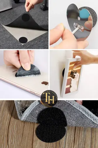 10 Pack Non-Slip Rug Mat Bedspread Gripper Velcro Set Adhesive Rug Anti-Slip - 8