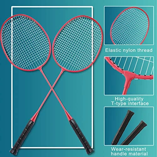 Woanger 10 Packs Badminton Rackets Set with 15 Shuttlecocks Badminton Racquets for Adult and Lightweight Teenagers Shuttlecock Set for Backyard Gym Beach Outdoor Games - 3
