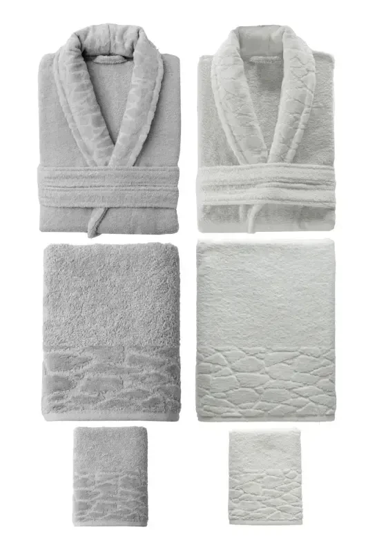 10-Piece Family Set Women's & Men's Bathrobe Set - Leopard-Gray - 3