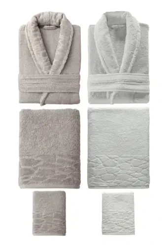 10 Parça Aile Seti Kadın & Erkek Bornoz Takımı - Leopar-Kahve - 3