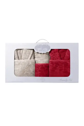 10 Parça Aile Seti Kadın & Erkek Bornoz Takımı - Leopar-Kahve - 4