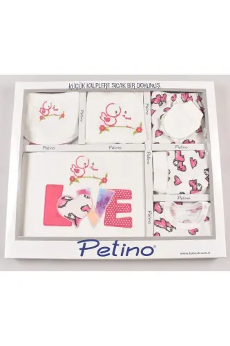 10 Parça LOVE %100 Pamuk Yenidoğan Hastane Çıkış Kız Bebek Seti Fuji-fuji - 3