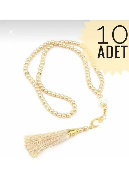 10 Pcs 99 Beads Pearl Rosary for Dowry, Gift, and Trousseau-GOLD - AYHANHOME