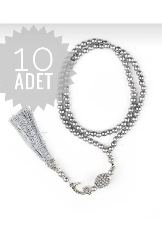 10 Pcs 99 Beads Pearl Rosary for Dowry, Gift, Bundle - GRAY - 1