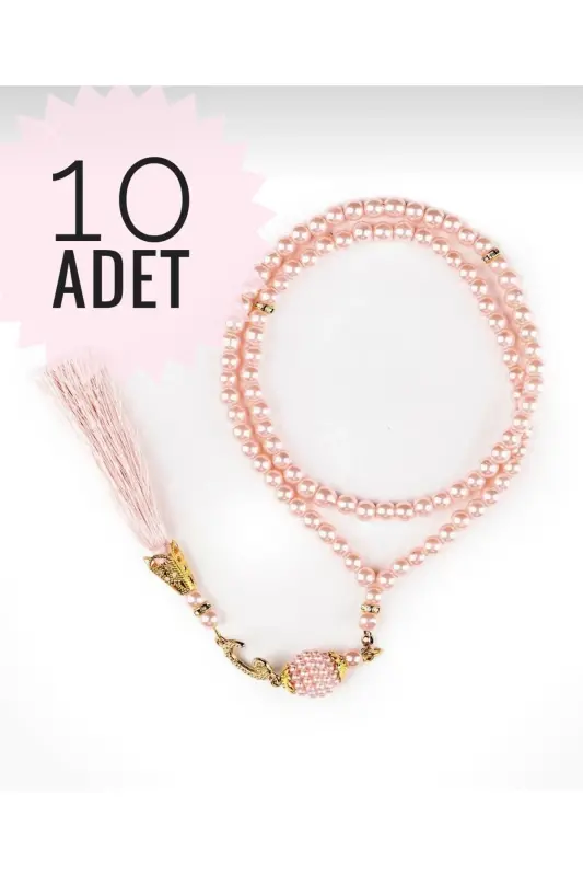 10 Pcs 99 Beads Pearl Rosary for Dowry, Gift, Wedding Bundle - PINK - 1