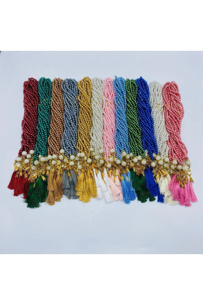 10 pcs Assorted Color Gift Tassel Plastic Pearl 99 Beads Prayer Beads (Mawlid-Sunnah-Hajj-Umrah) - LENATOPTAN