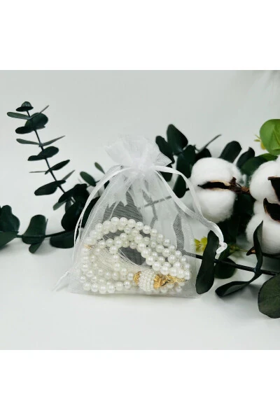 10 pcs Gift Pearl Prayer Beads with Tulle Bag (Mawlid-Hajj-Umrah-Sunnah) - LENAGIFTWORKSHOP