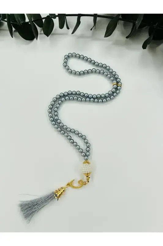 10 Pcs Gift Vav Silver Tassel Plastic Pearl 99 Prayer Beads (Mawlid-Circumcision-Hajj-Umrah)-GRAY - 2