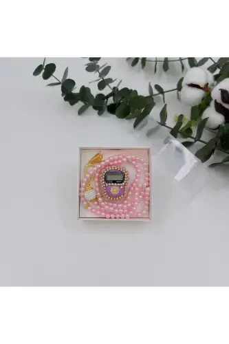 10 Pcs Mawlid-hajj-umrah Gift Pink Stone Dhikrmatic And Rosary Set Boxed-pink - 2