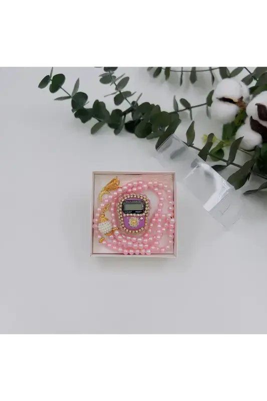 10 Pcs Mawlid-hajj-umrah Gift Pink Stone Dhikrmatic And Rosary Set Boxed-pink - 2