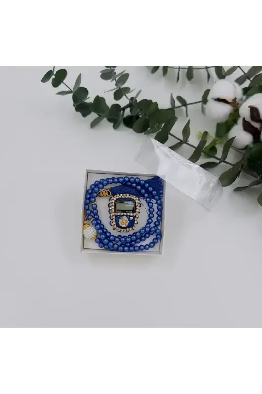 10 Pcs Mawlid-hajj-umrah Gift Set Sky Blue Stone Dhikr Counter and Rosary with Box-skyblue - 2