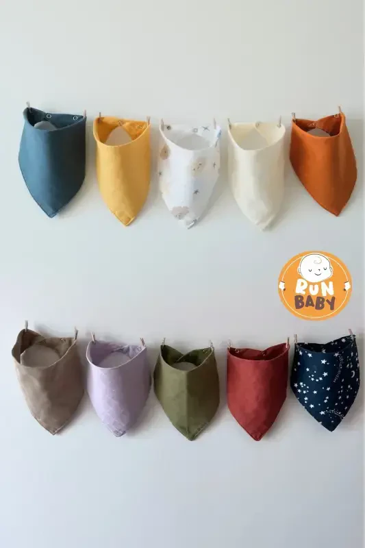 (10 pcs) Muslin Cloth Two Snap Baby Bib & Burp Cloth - RUNBABY