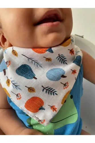 (10 PCS) Muslin Fabric Two Snap Baby Bib & Scarf Ynkmbn - 6