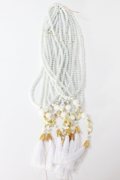 10 Pcs Plastic Pearl Tasbih White 6 Mm Hajj and Umrah Gift - 1