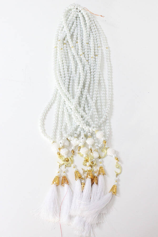 10 Pcs Plastic Pearl Tasbih White 6 Mm Hajj and Umrah Gift - 1