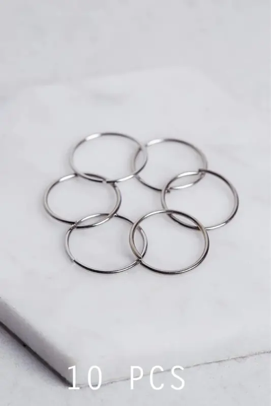 10 Pcs Silver Hair Braid Ring Clips Set-silver - 2