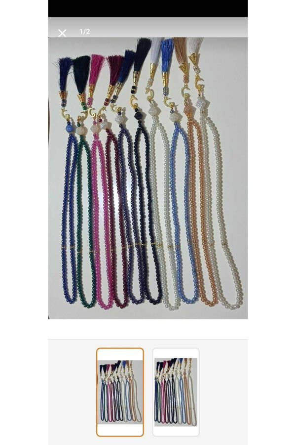 10 pcs Tasbih Gifts with Pendant Colorful Glass Beaded Muslim Prayer - 1