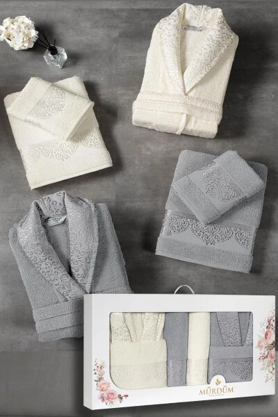 10-Piece Boxed Jacquard Patterned Bathrobe Set | Bathrobe - MÜRDÜM HOME