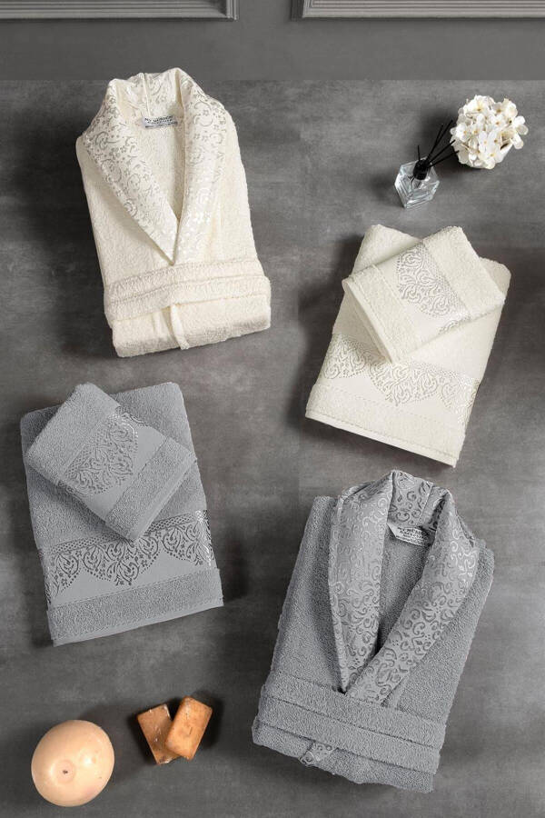 10-Piece Boxed Jacquard Patterned Bathrobe Set | Bathrobe - 2