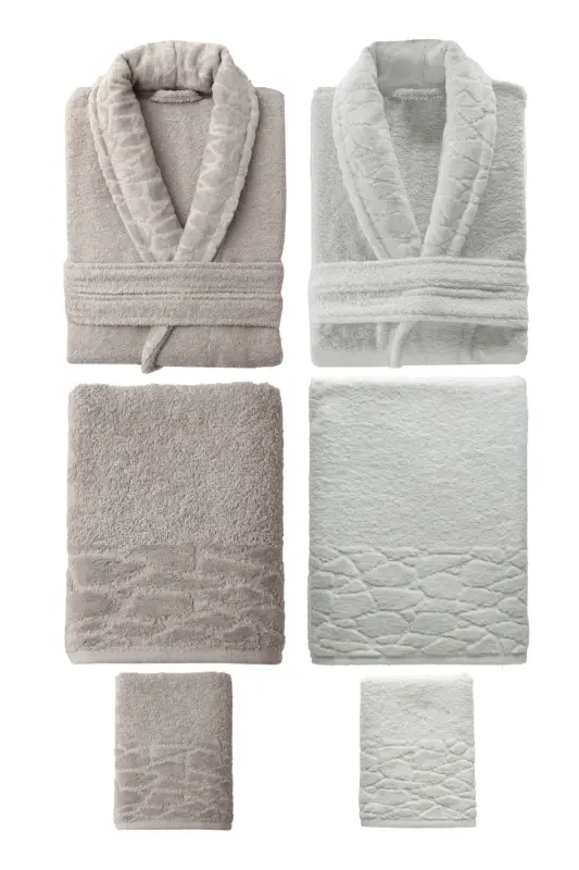 10 Piece Family Set Women's & Men's Bathrobe Set - Leopard-Coffee - 3