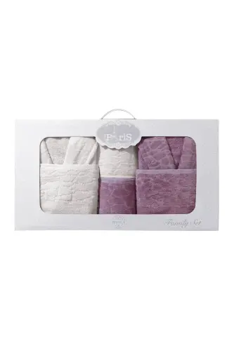 10 Piece Family Set Women's & Men's Bathrobe Set - Leopard-Plum - 4