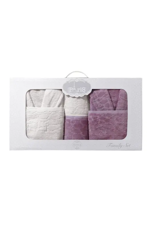 10 Piece Family Set Women's & Men's Bathrobe Set - Leopard-Plum - 4