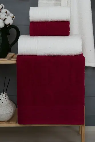 10 Piece Family Set Women's & Men's Bathrobe Set | Soft, Absorbent | Modern Design-Burgundy - 3
