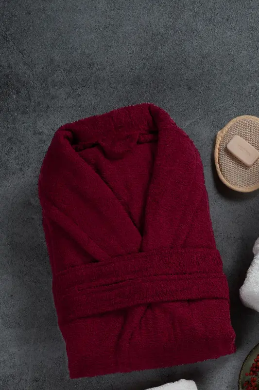10 Piece Family Set Women's & Men's Bathrobe Set | Soft, Absorbent | Modern Design-Burgundy - 6