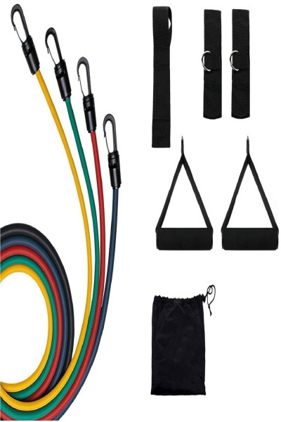 ® 10 Piece Fitness Cardio Aerobic Exercise Resistance Band Set Pilates Yoga Sports Equipment - 3