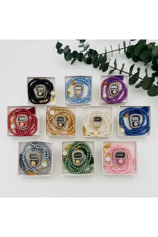 10-Piece Gift-Giving Dowry Boxed Tasbih and Beaded Zikirmatik Set (Mevlid-Circumcision-Hajj-Umrah) - GENEL MARKALAR