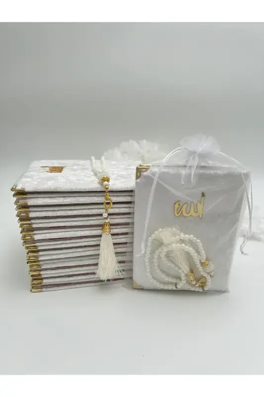 10-piece Gift Set with Tulle Bag, Velvet Yasin Pouch, and Pearl Tasbih (Mawlid-Circumcision-Hajj-Umrah) - 1