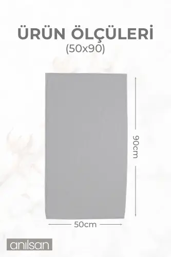 10-Piece Grey Hand Towel - 50x90 Cm, 225 Gr, 100% Cotton, Spa & Hotel Towel, Suitable for Daily Use-Grey - 2