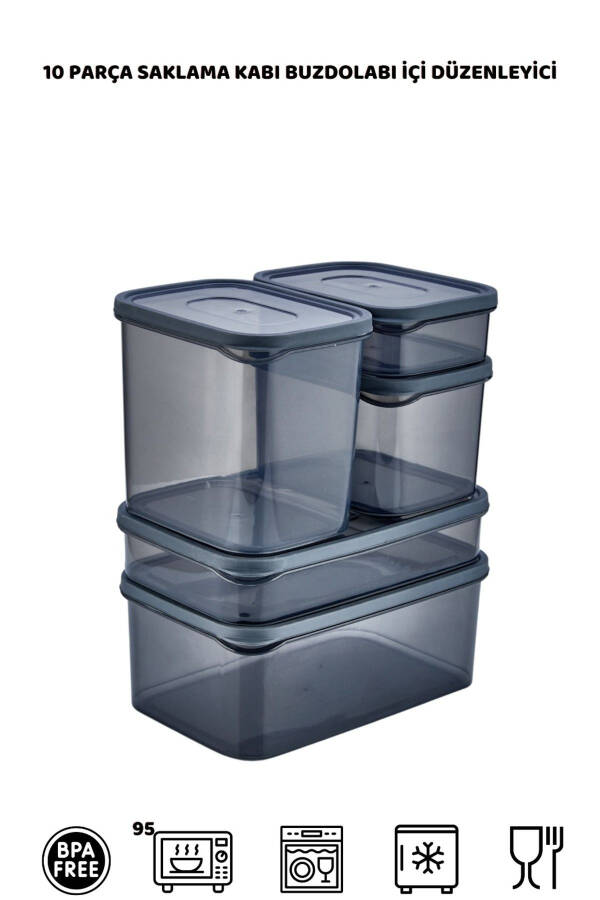 10 Piece Smart Anthracite Refrigerator Storage Set - 5