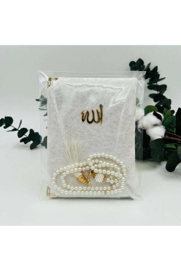 10 Piece Souvenir Jelatin Velvet Yasin Cüzü and Pearl Tesbih Set - 1