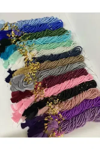 10-Piece Women's Umrah, Hajj Gift Set, Cotton Tülbent, Glass Pearl Rosary, Stone Zikirmatik-Mink - Modazone (1)