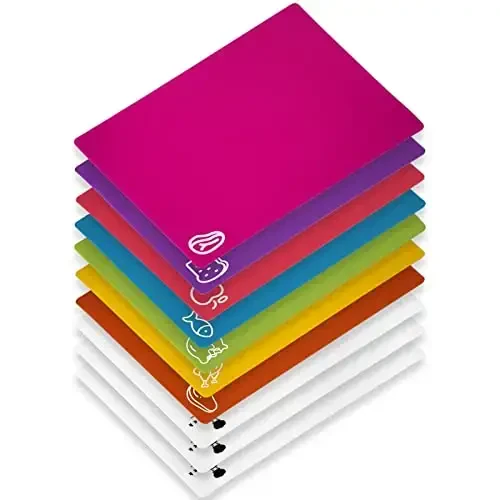 10 Pieces Flexible Cutting Boards, BPA Free Plastic Cutting Boards for Kitchen, Non Slip Cutting Mat for Meat and Vegetables, Thanksgiving - GOODLUCK