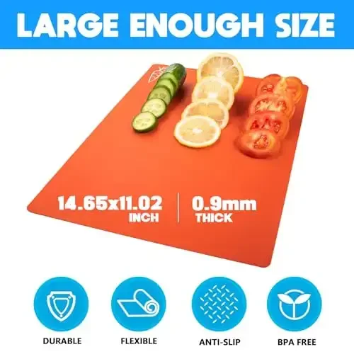 10 Pieces Flexible Cutting Boards, BPA Free Plastic Cutting Boards for Kitchen, Non Slip Cutting Mat for Meat and Vegetables, Thanksgiving - 2