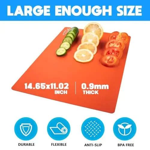 10 Pieces Flexible Cutting Boards, BPA Free Plastic Cutting Boards for Kitchen, Non Slip Cutting Mat for Meat and Vegetables, Thanksgiving - GOODLUCK (1)