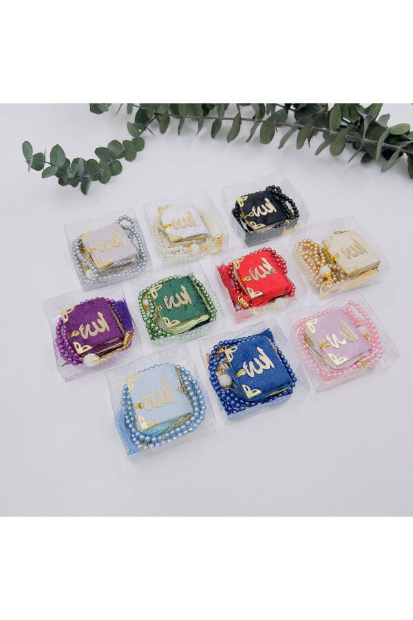 10 Pieces Gift Boxed Mixed Colors Mini Quran and Pearl Tasbeeh - 2