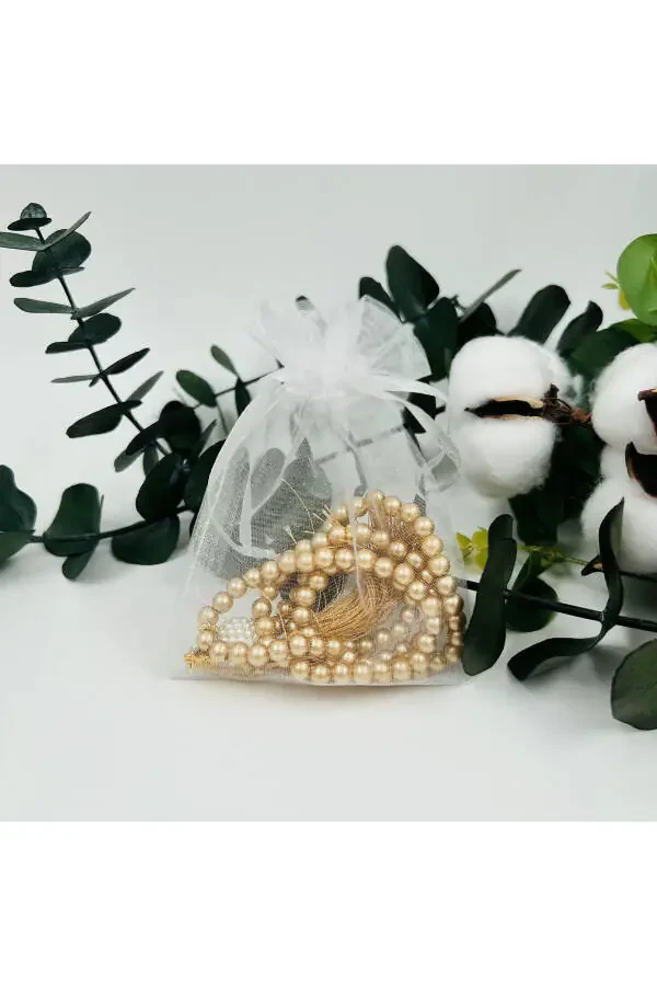 10 Pieces Gift Gauze Pouched Pearl Prayer Beads (Birth-Pilgrimage-Lesser Pilgrimage-Circumcision) - 1