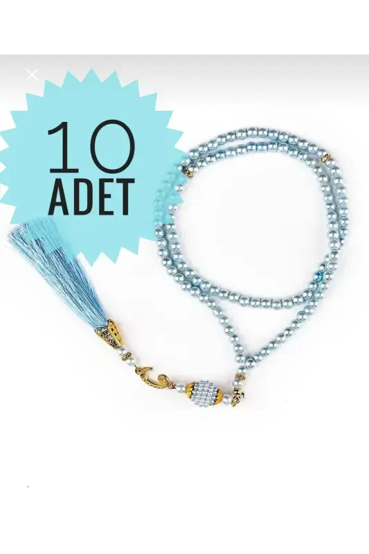 10 Pieces of 99-Bead Pearl Rosaries for Bridal Dowry, Gifts, and Trousseau - BLUE - AYHANHOME