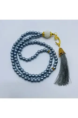 10 Pieces of Vav Tasseled Gray Plastic Pearl 99 Prayer Beads (Mawlid-Circumcision-Hajj-Umrah)-SILVER - LENAGIFTWORKSHOP (1)