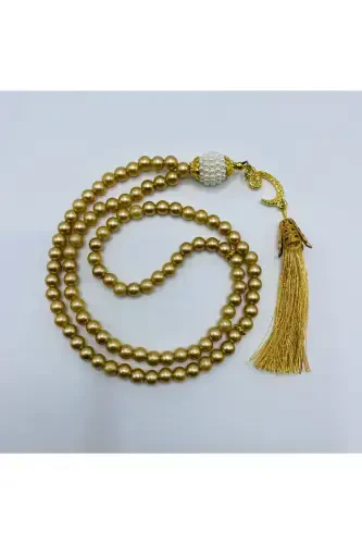 10 Pieces Souvenir Vav Tasseled Gold Plastic Pearl 99 Prayer Beads (Mawlid-Circumcision-Hajj-Umrah)-GOLD - LENAGIFTWORKSHOP (1)