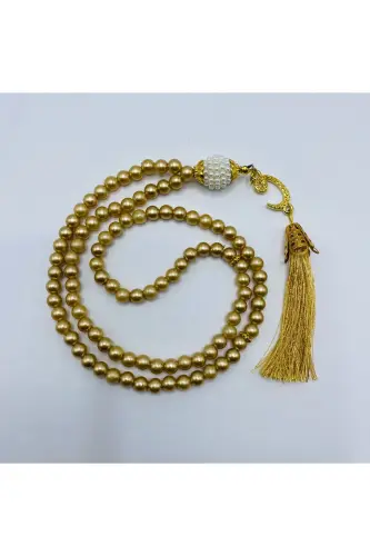 10 Pieces Souvenir Vav Tasseled Gold Plastic Pearl 99 Prayer Beads (Mevlit-Circumcision-Hajj-Umrah)-GOLD - 4