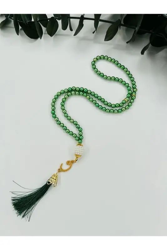 10 Pieces Souvenir Vav Tasseled Green Plastic Pearl 99 Prayer Beads (Mawlid-Circumcision-Hajj-Umrah)-EMERALD GREEN - LENAGIFTWORKSHOP