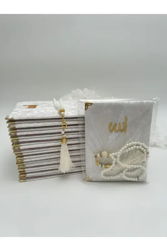 10 Pieces Velvet Yasin Book with Gelatin Cover and Pearl Tasbih ( Mawlid-Hajj-Umrah-Circumcision) - LENAGIFTWORKSHOP