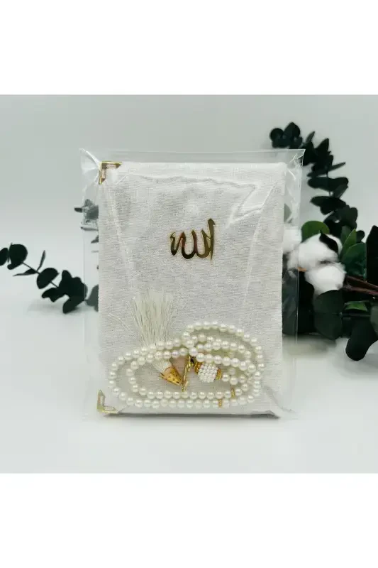10 Pieces Velvet Yasin Book with Gelatin Cover and Pearl Tasbih ( Mawlid-Hajj-Umrah-Circumcision) - 2