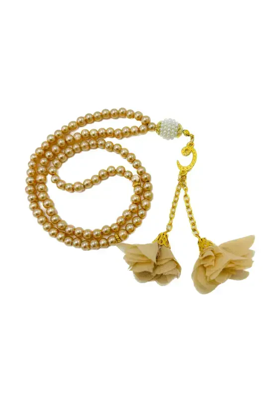 10 Rosary with 99 Glass Beads with Roses-GOLD - LENAGIFTWORKSHOP